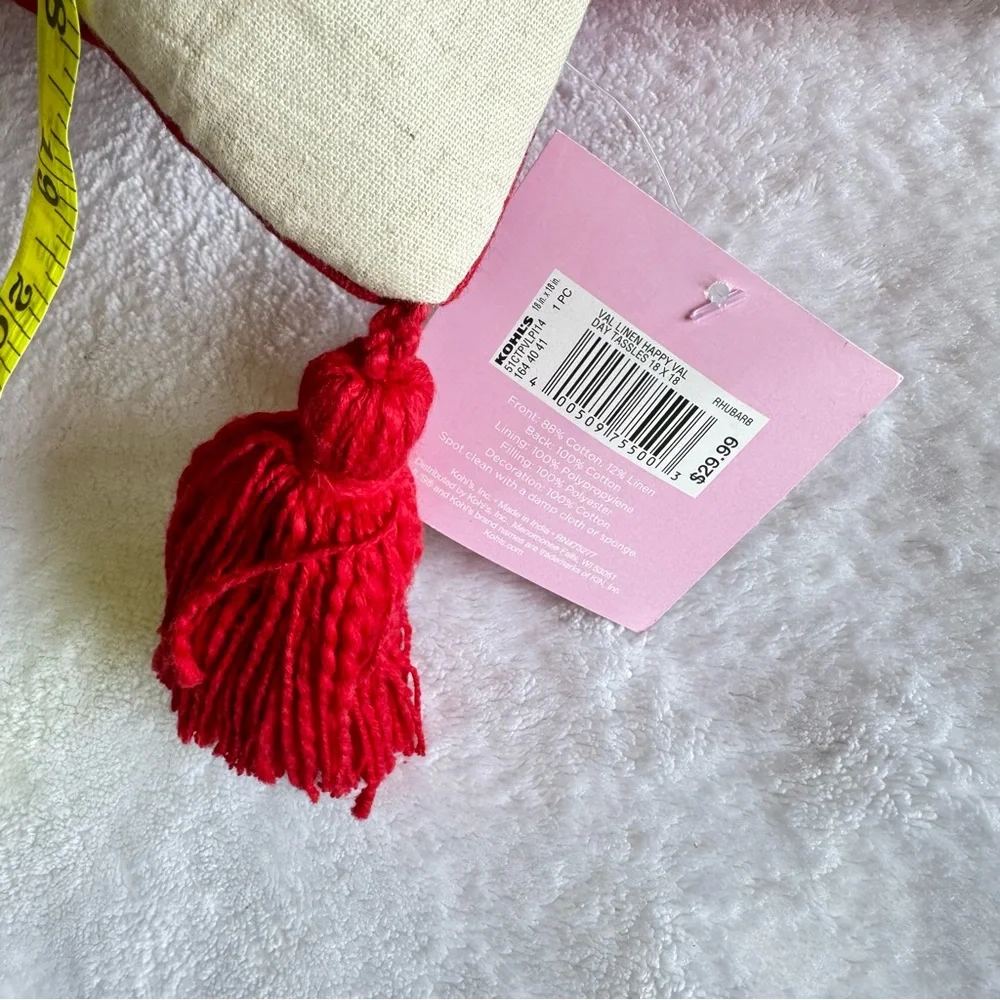 Valentine's Day Decorative Pillow - Red and White.